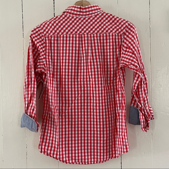 Boy’s 10/12 Gingham Print Button Down - Picture 2 of 9